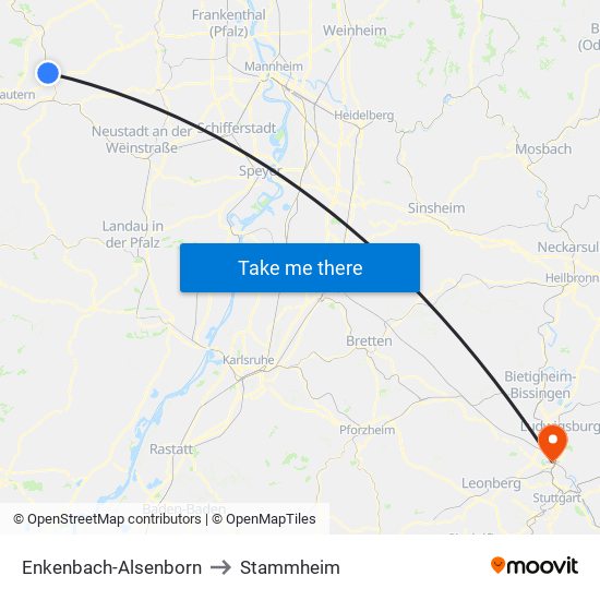 Enkenbach-Alsenborn to Stammheim map