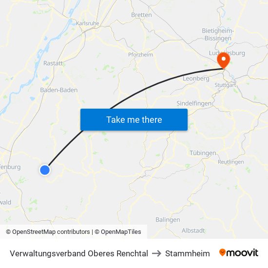 Verwaltungsverband Oberes Renchtal to Stammheim map