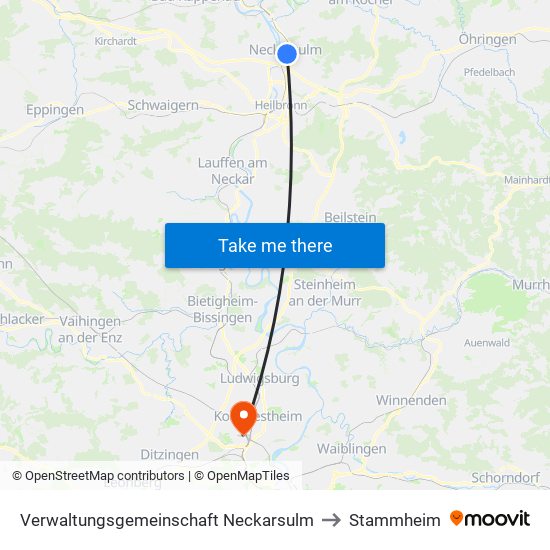 Verwaltungsgemeinschaft Neckarsulm to Stammheim map