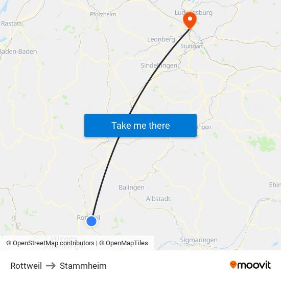 Rottweil to Stammheim map