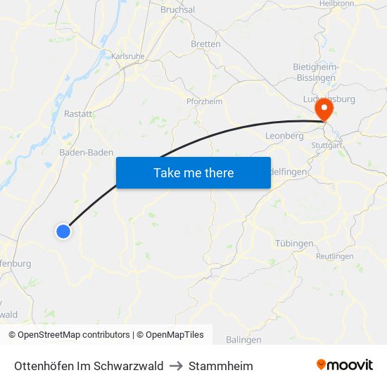 Ottenhöfen Im Schwarzwald to Stammheim map