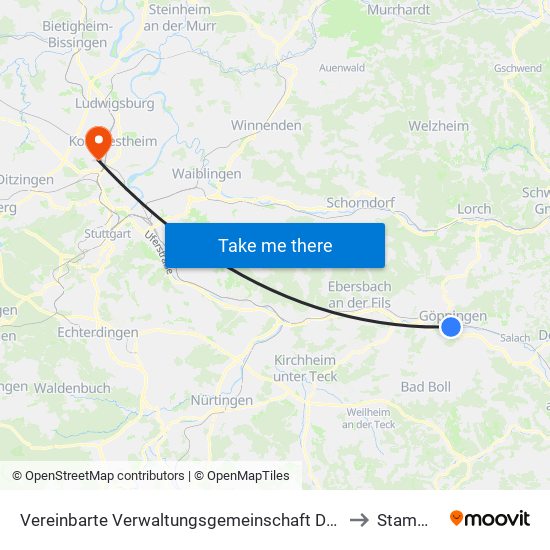 Vereinbarte Verwaltungsgemeinschaft Der Stadt Göppingen to Stammheim map