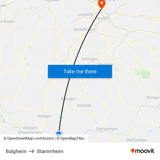 Balgheim to Stammheim map