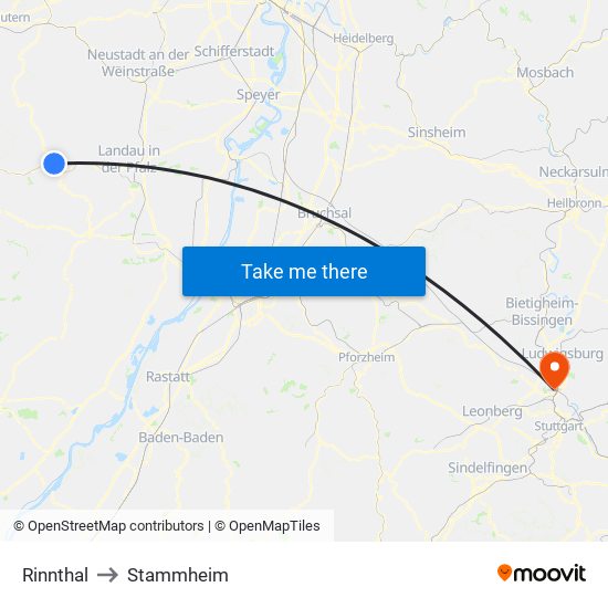 Rinnthal to Stammheim map