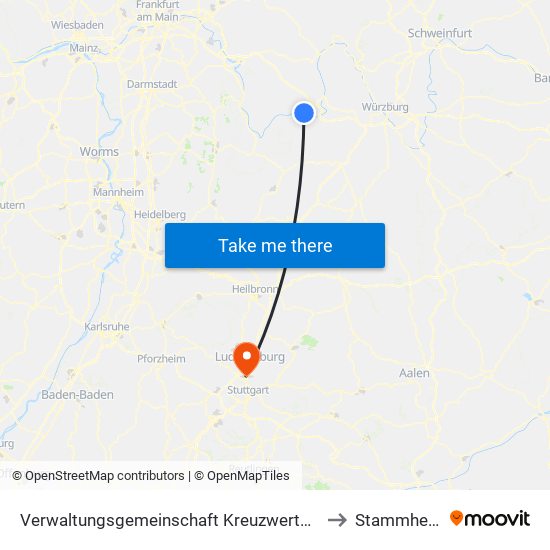 Verwaltungsgemeinschaft Kreuzwertheim to Stammheim map