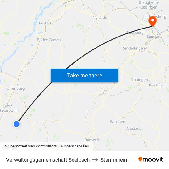 Verwaltungsgemeinschaft Seelbach to Stammheim map