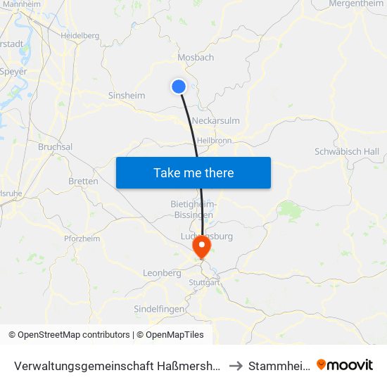 Verwaltungsgemeinschaft Haßmersheim to Stammheim map