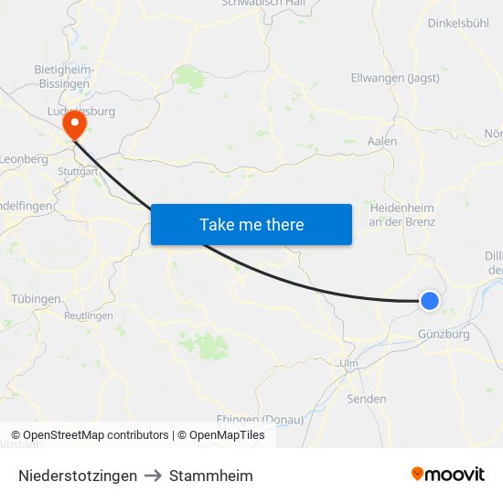 Niederstotzingen to Stammheim map