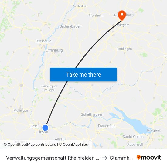 Verwaltungsgemeinschaft Rheinfelden (Baden) to Stammheim map