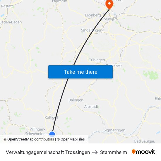 Verwaltungsgemeinschaft Trossingen to Stammheim map