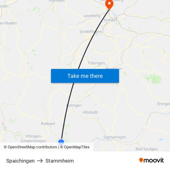 Spaichingen to Stammheim map