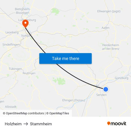 Holzheim to Stammheim map