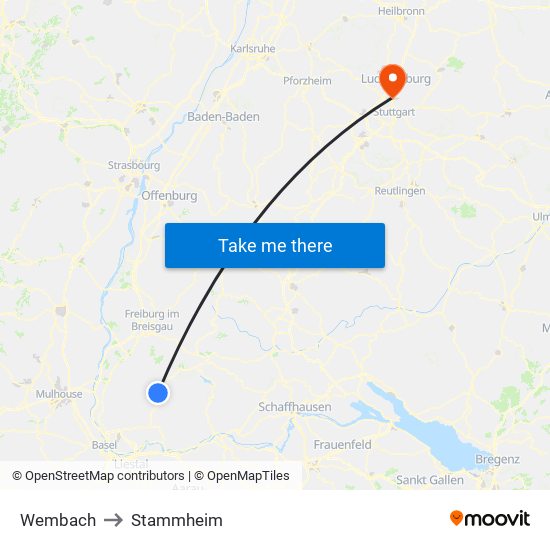 Wembach to Stammheim map