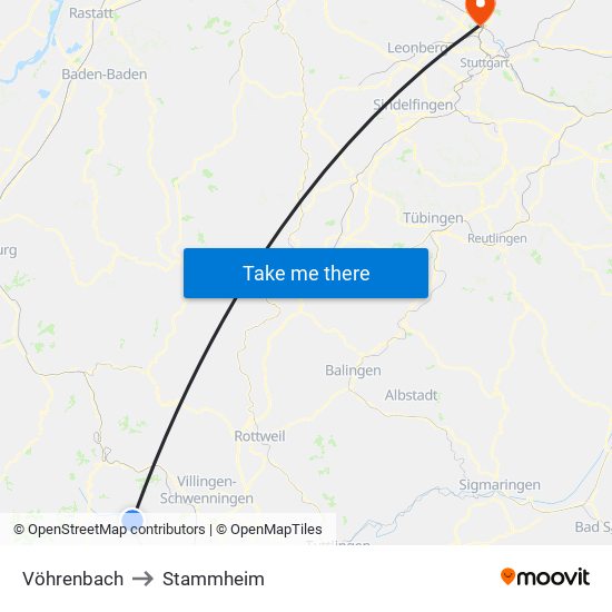 Vöhrenbach to Stammheim map