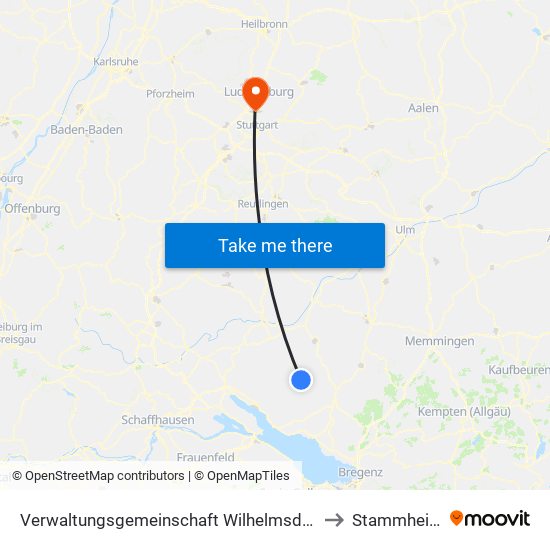 Verwaltungsgemeinschaft Wilhelmsdorf to Stammheim map