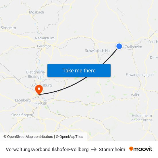 Verwaltungsverband Ilshofen-Vellberg to Stammheim map