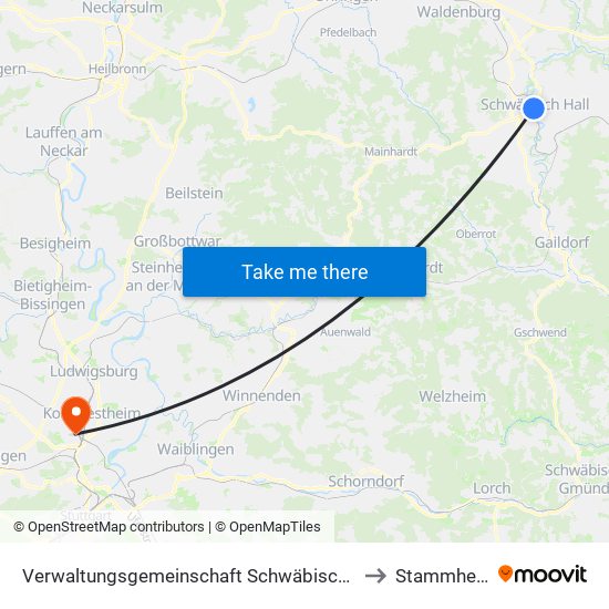 Verwaltungsgemeinschaft Schwäbisch Hall to Stammheim map