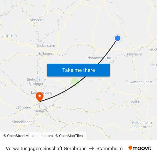 Verwaltungsgemeinschaft Gerabronn to Stammheim map
