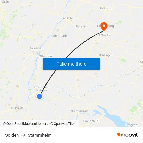 Sölden to Stammheim map