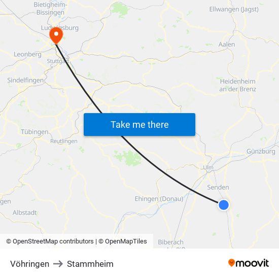 Vöhringen to Stammheim map