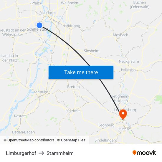 Limburgerhof to Stammheim map