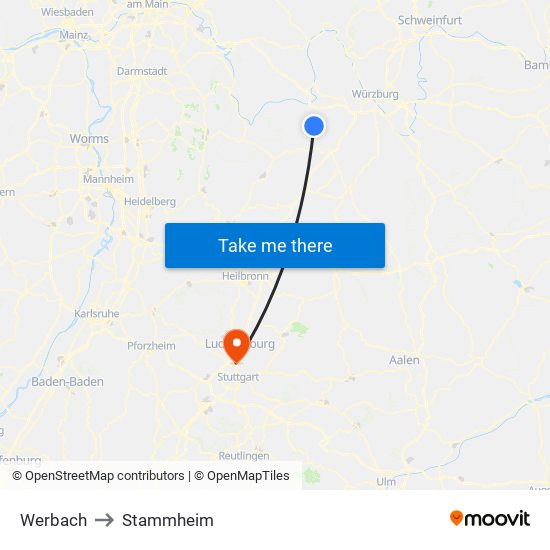 Werbach to Stammheim map