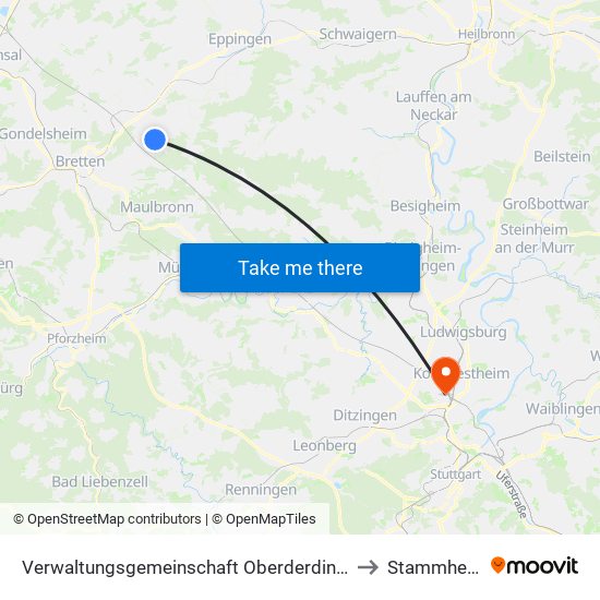 Verwaltungsgemeinschaft Oberderdingen to Stammheim map