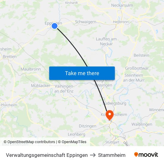 Verwaltungsgemeinschaft Eppingen to Stammheim map