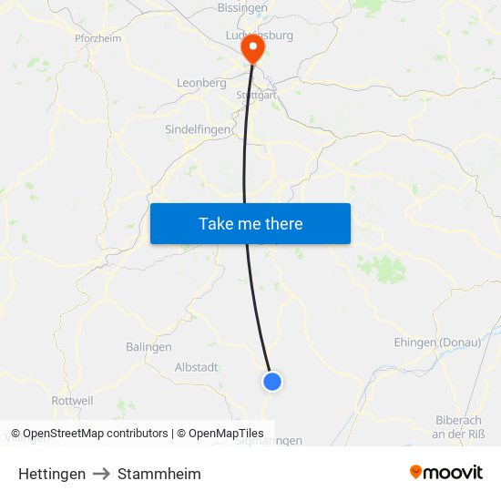 Hettingen to Stammheim map