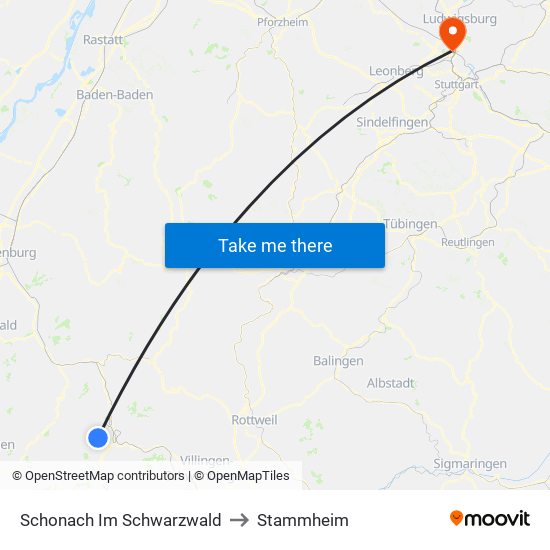 Schonach Im Schwarzwald to Stammheim map