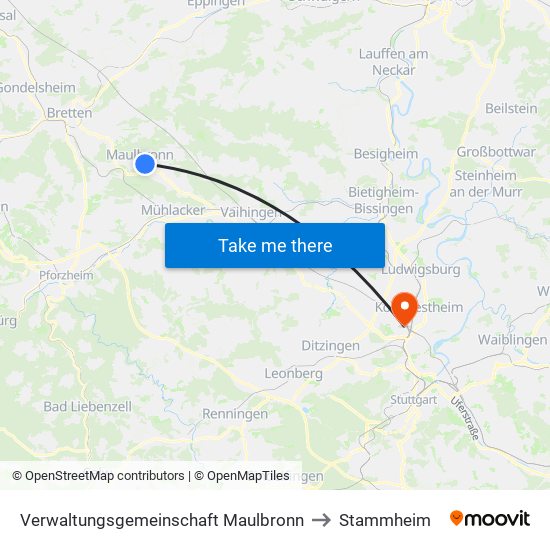 Verwaltungsgemeinschaft Maulbronn to Stammheim map