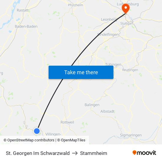 St. Georgen Im Schwarzwald to Stammheim map