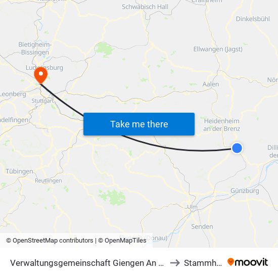 Verwaltungsgemeinschaft Giengen An Der Brenz to Stammheim map