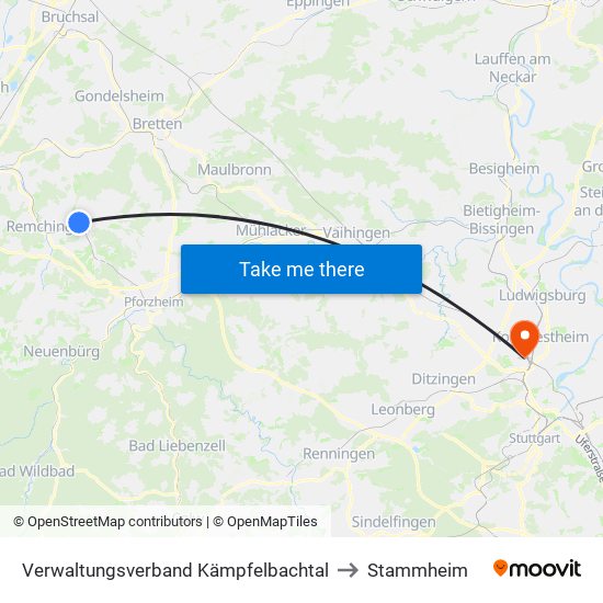 Verwaltungsverband Kämpfelbachtal to Stammheim map