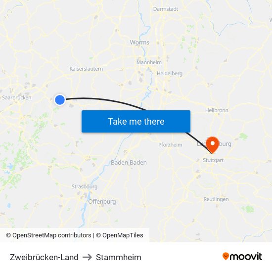 Zweibrücken-Land to Stammheim map