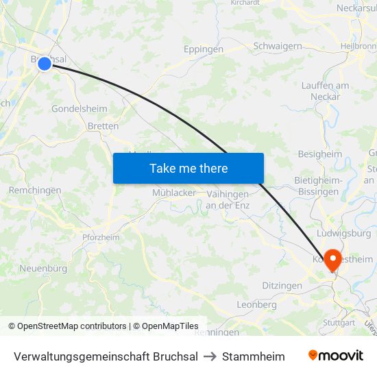 Verwaltungsgemeinschaft Bruchsal to Stammheim map