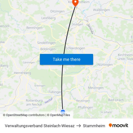 Verwaltungsverband Steinlach-Wiesaz to Stammheim map