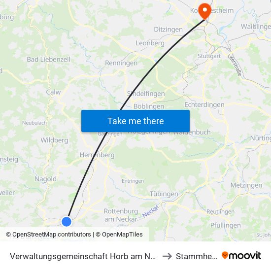 Verwaltungsgemeinschaft Horb am Neckar to Stammheim map