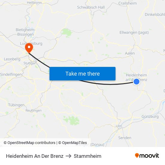 Heidenheim An Der Brenz to Stammheim map