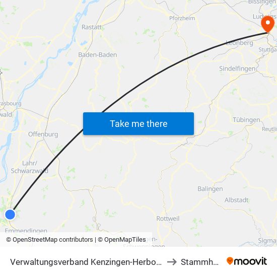 Verwaltungsverband Kenzingen-Herbolzheim to Stammheim map