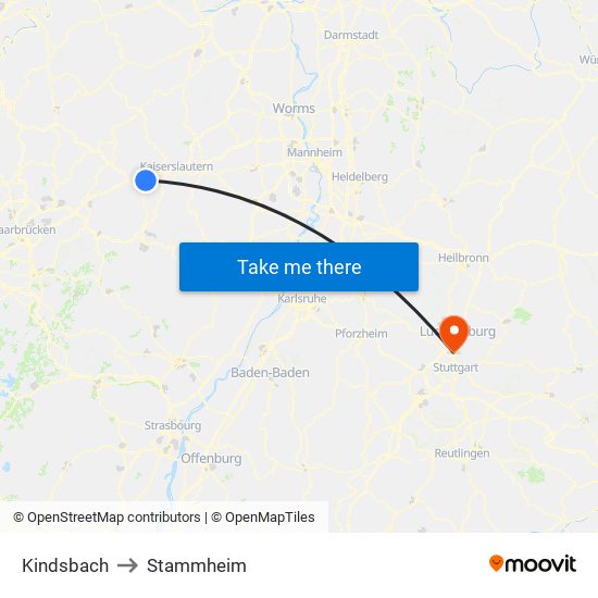 Kindsbach to Stammheim map