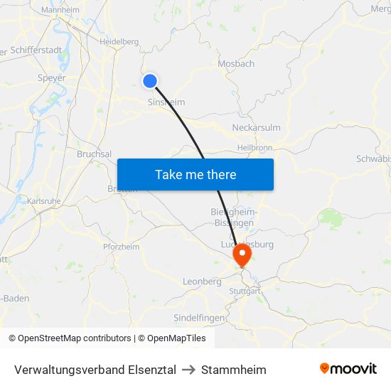 Verwaltungsverband Elsenztal to Stammheim map