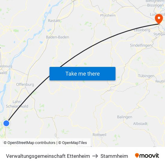 Verwaltungsgemeinschaft Ettenheim to Stammheim map