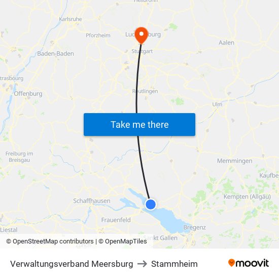 Verwaltungsverband Meersburg to Stammheim map