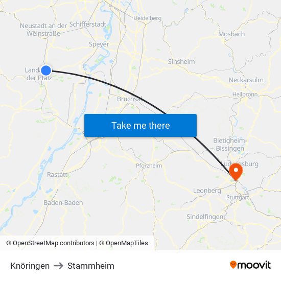 Knöringen to Stammheim map