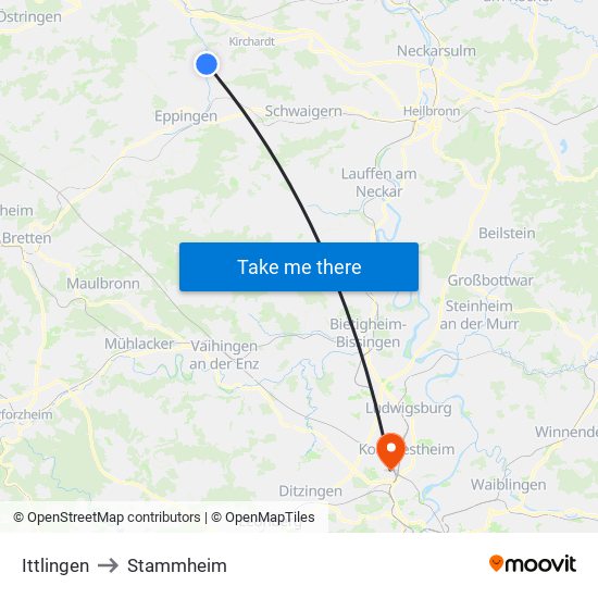Ittlingen to Stammheim map