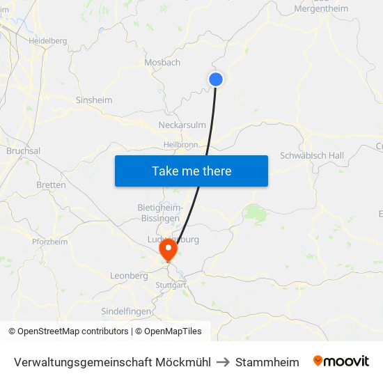 Verwaltungsgemeinschaft Möckmühl to Stammheim map