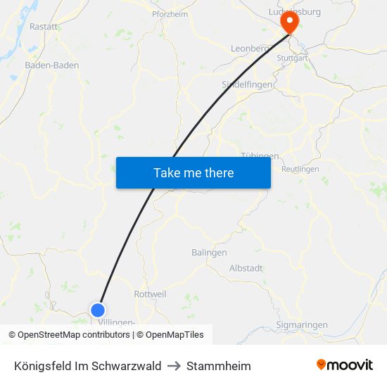 Königsfeld Im Schwarzwald to Stammheim map