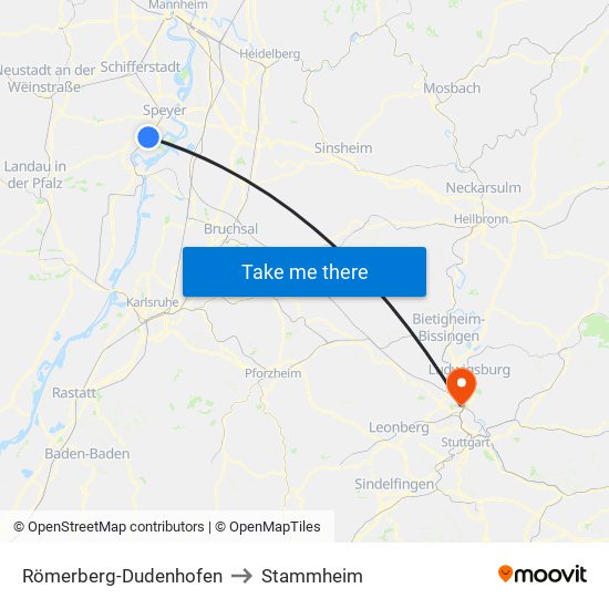 Römerberg-Dudenhofen to Stammheim map