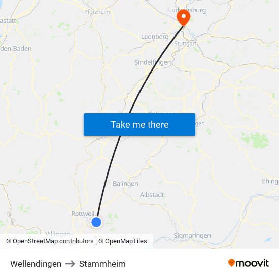 Wellendingen to Stammheim map